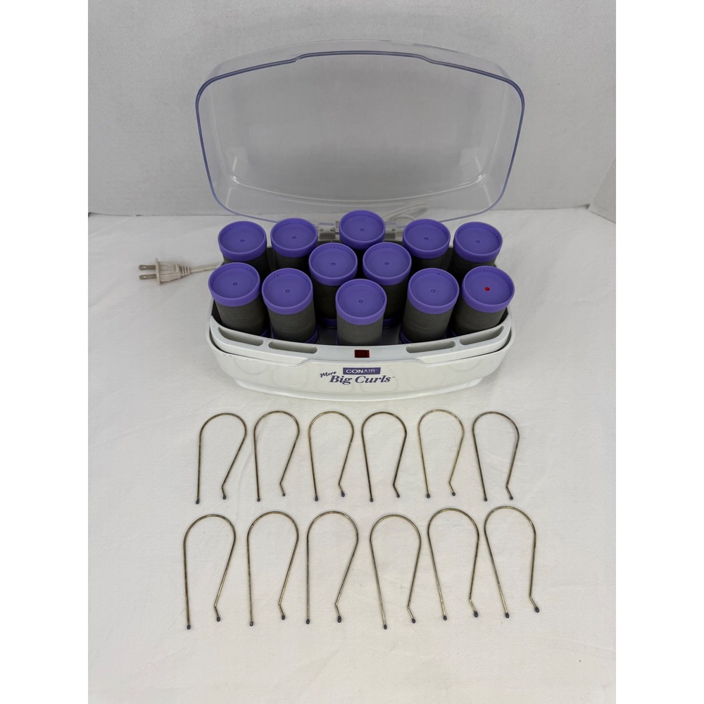 Conair More Big Curls 12 Roller Hair Setter Flocked Velvet Hot Rollers CHV12P